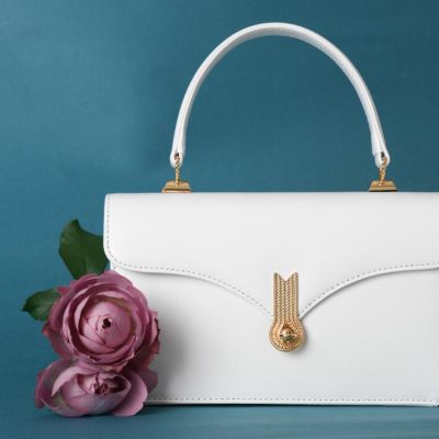 傳濱野レザーハンドバッグミーティアアイリスグレー ショルダーバッグ